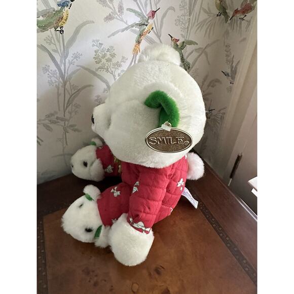 Vtg 1990 Smile Intl Teddy Bear Plush Quilted Christmas Bear w/ Slippers TAGS - Picture 4 of 8